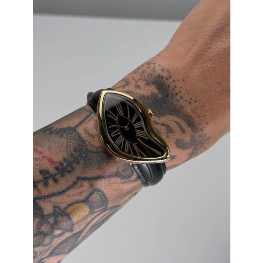Custom Mod • No Logo Black Gold Crash Quartz Watch • 28x47mm